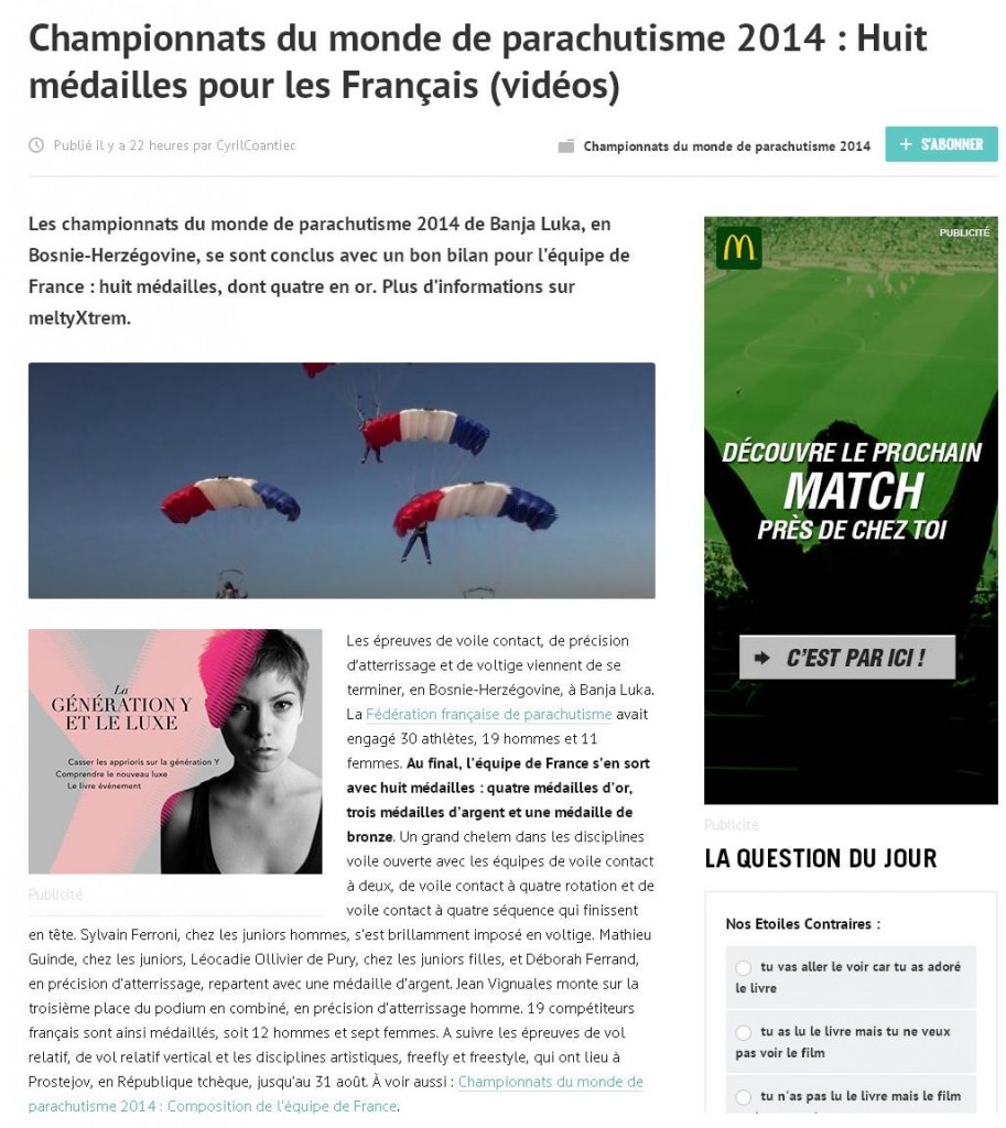 MeltyXtrem 24-08-14-Championnats du monde de parachutisme 2014 huit médailles pour les français